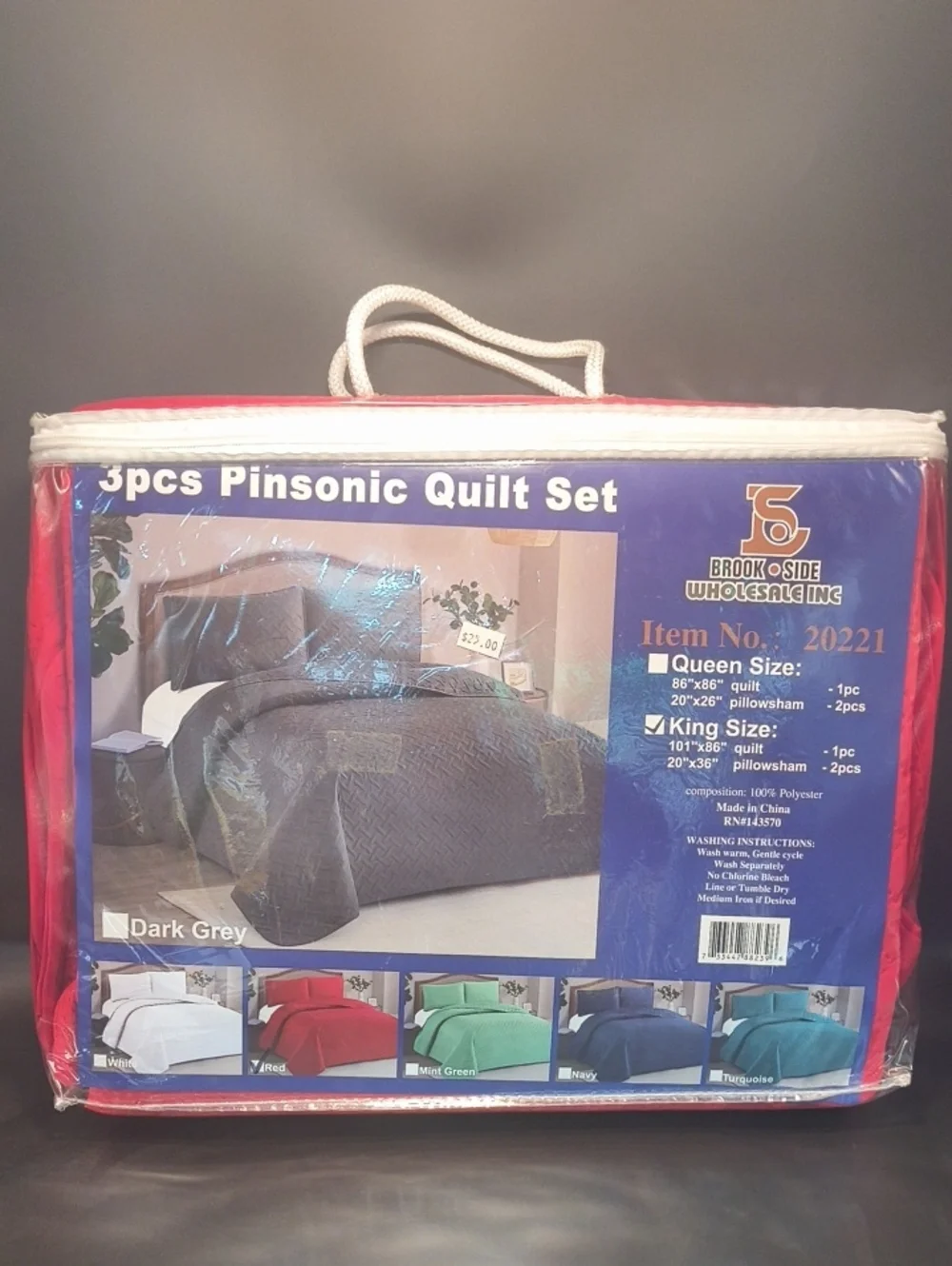 Brookside 3-Piece  King Size Pinsonic Summer Quilt Set - Red